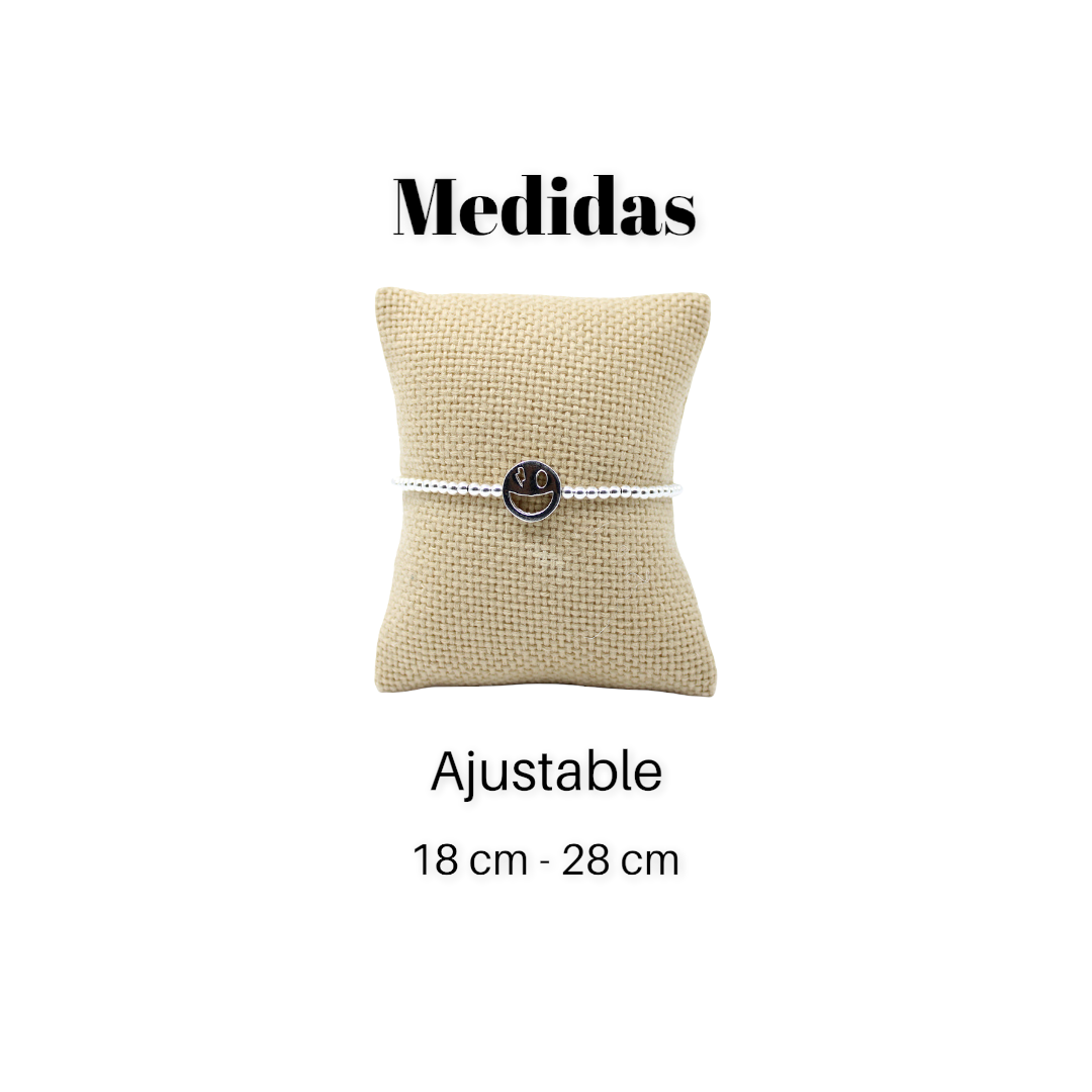 Pulsera Emoji happy de plata .925 unisex- Glowa esterlina mujer hombre unisex .925