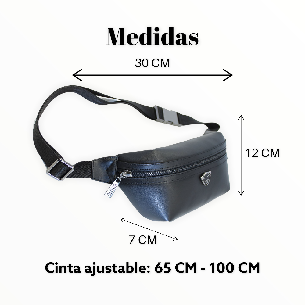Cangurera riñonera de piel vegana de nopal unisex para hombre mujer elegante casual Nophalli negro - Glowa Unisex nopal vegan leather fanny pack for men women elegant casual Nophalli black- Glowa