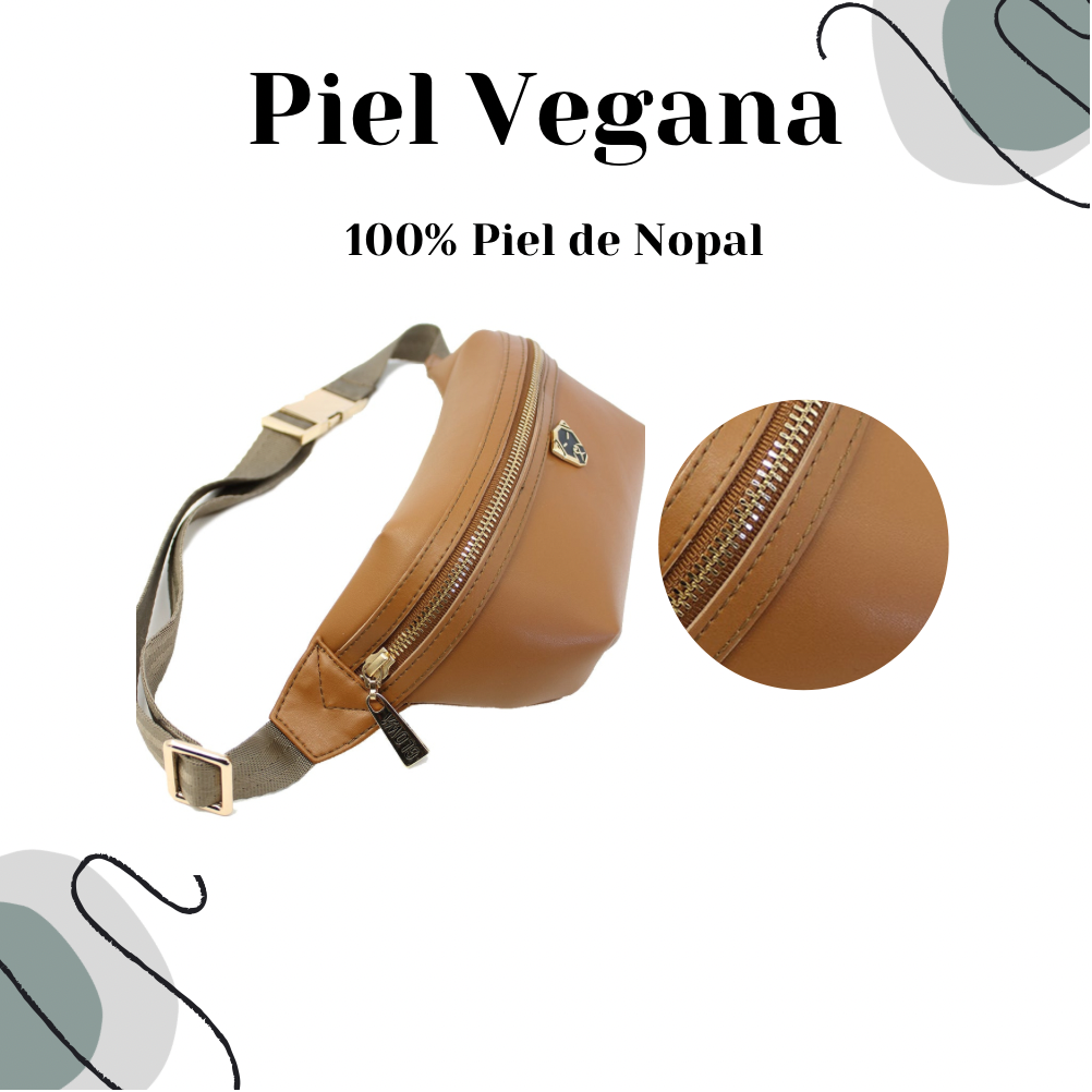 Cangurera riñonera de piel vegana de nopal para hombre mujer unisex casual elegante Nophalli Marrón casual elegante - Glowa Unisex nopal vegan leather fanny pack for men women elegant casual Nophalli Brown - Glowa