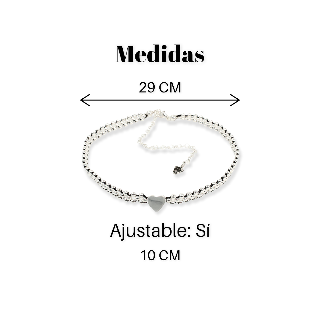 Choker Mini Corazón tejido en plata 925 para mujer elegante casual ajustable Glowa esterlina