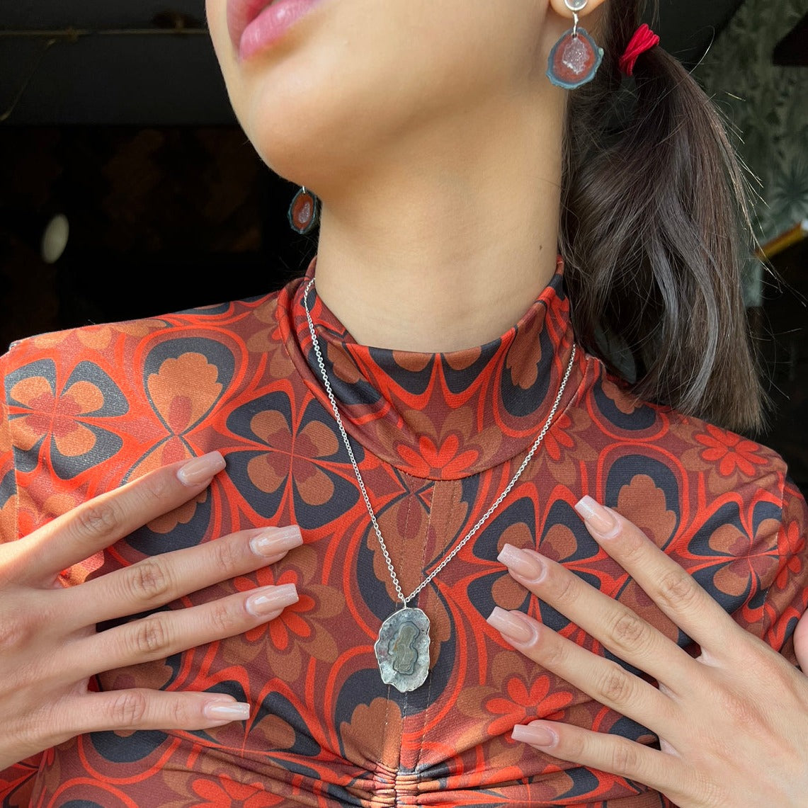 Collar Kilig plata .925 para mujer geoda esterlina casual elegante- Glowa