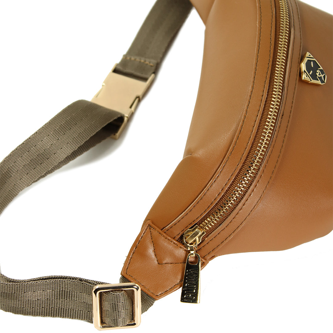 Cangurera riñonera de piel vegana de nopal para hombre mujer unisex casual elegante Nophalli Marrón casual elegante - Glowa Unisex nopal vegan leather fanny pack for men women elegant casualNophalli Brown - Glowa
