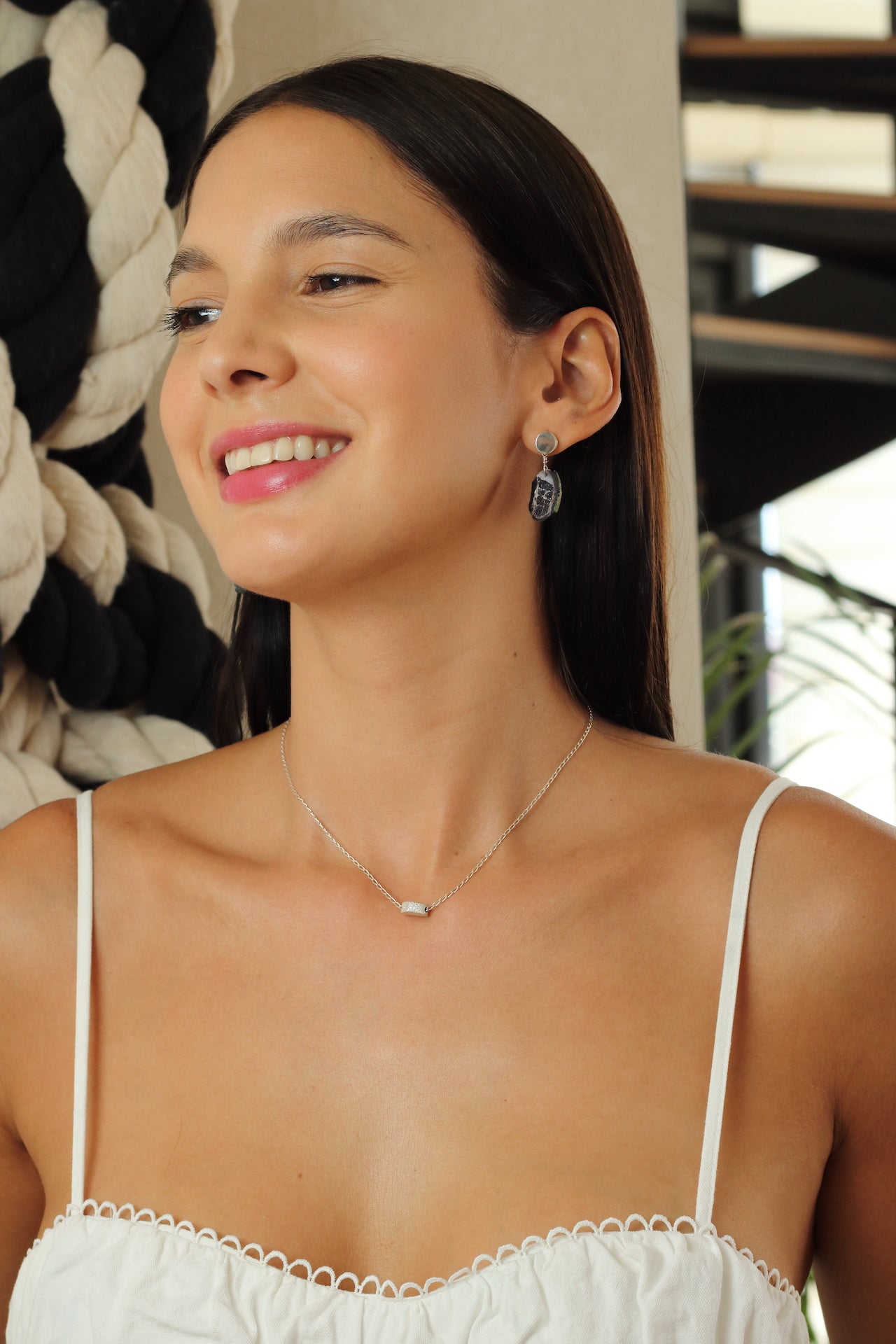 Aretes de plata y geoda natural - Glowa
