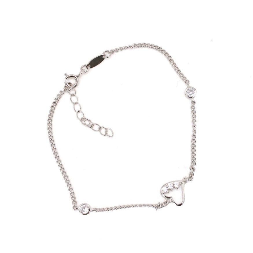 Pulsera baño de plata .925 esterlina rodio corazón mujer novia madre 