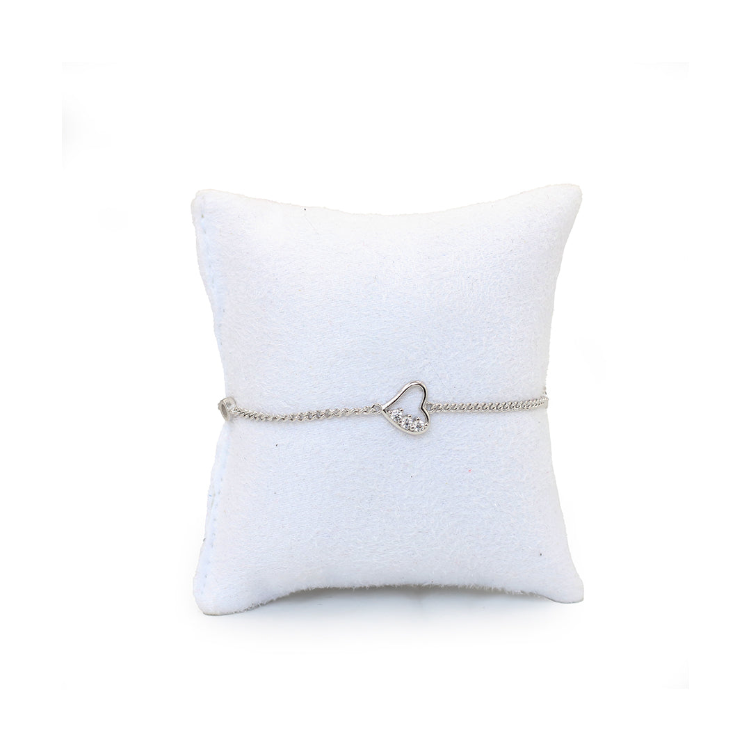 Pulsera corazón de plata  y zirconias - Glowa