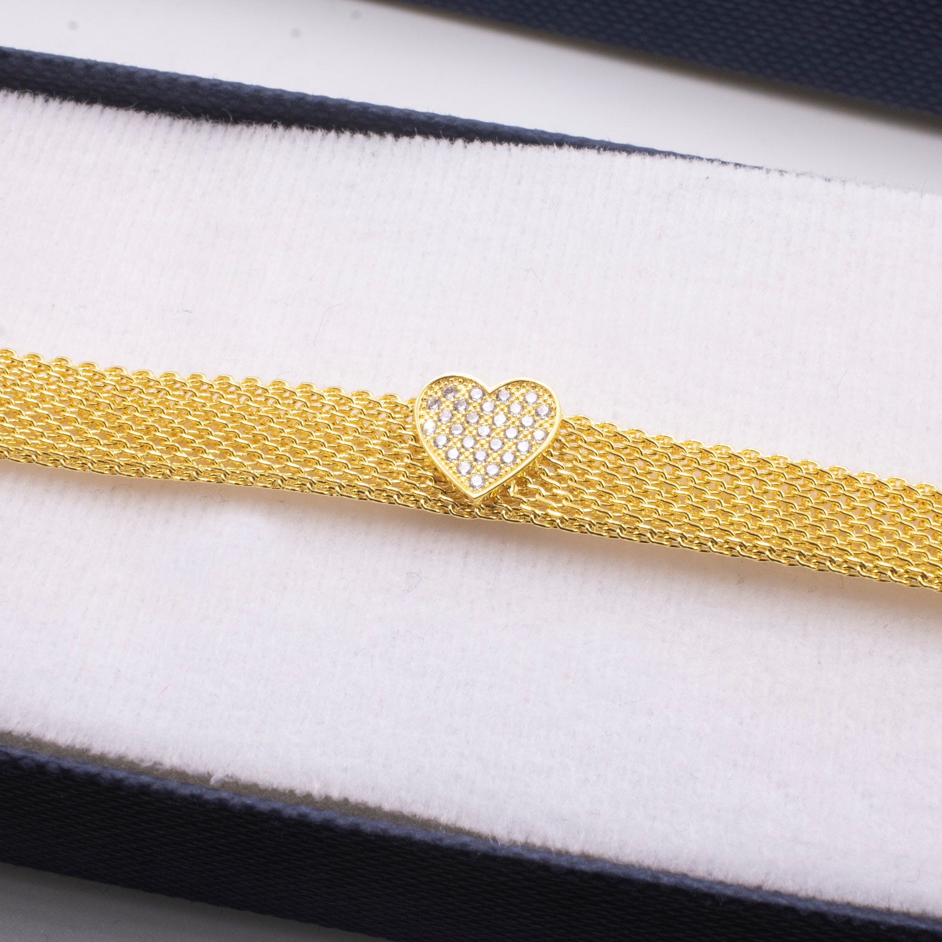 pulsera brasalete de baño de oro y zirconia 18k kilates glowa elegante