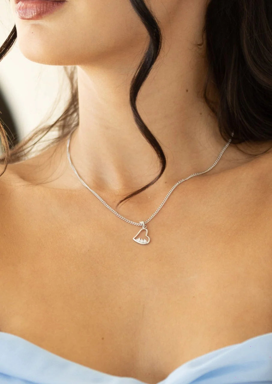 collar corazón de plata .925  esterlina para mujer niña GLOWA 