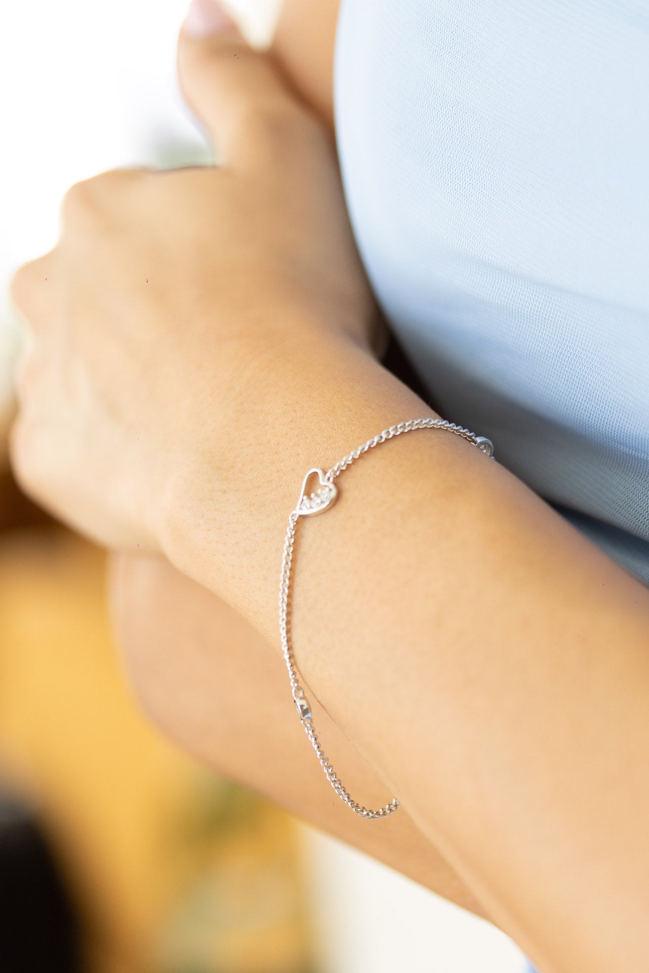 Pulsera corazón de plata  y zirconias - Glowa