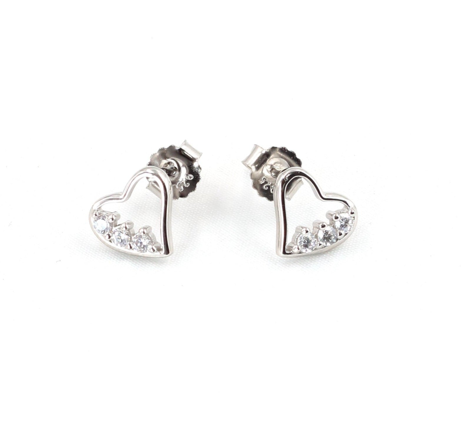 Aretes corazón de plata y zirconias - Glowa