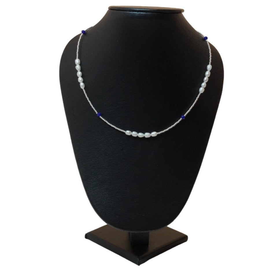 Collar perla y cristal azul - Glowa