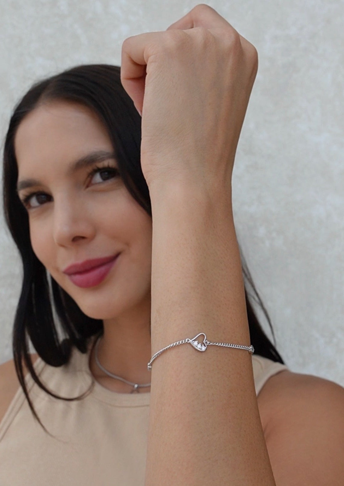 Pulsera baño de plata .925 esterlina rodio corazón mujer novia madre 