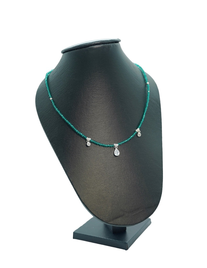 collar de cristal para mujer plata 