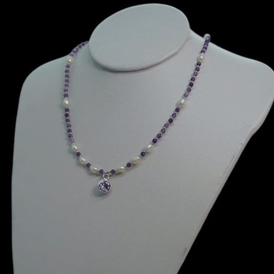 collar amatista perla plata para mujer glowa
