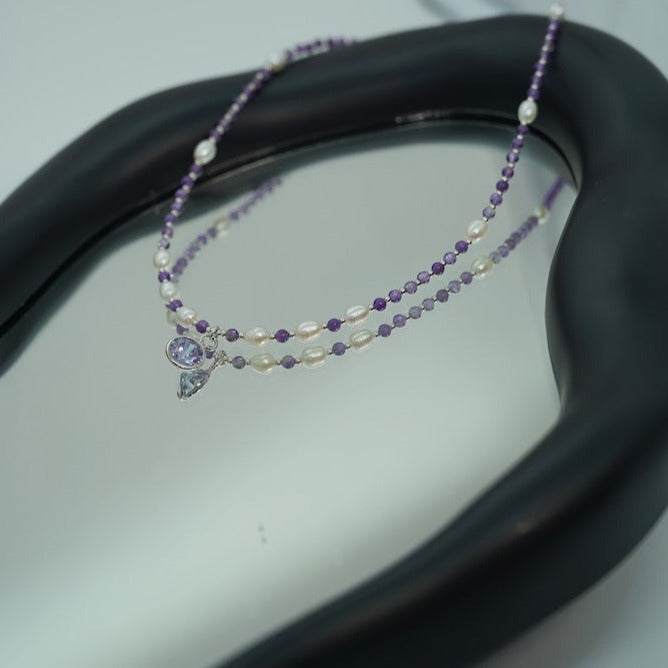 collar amatista perla plata para mujer glowa