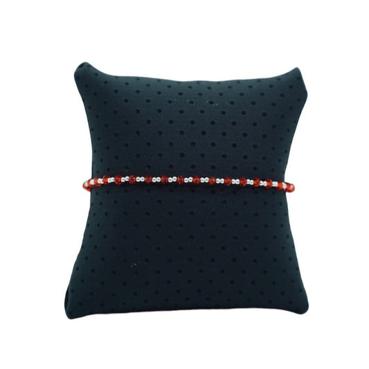 pulsera de cristal rojo y plata unisex glowa