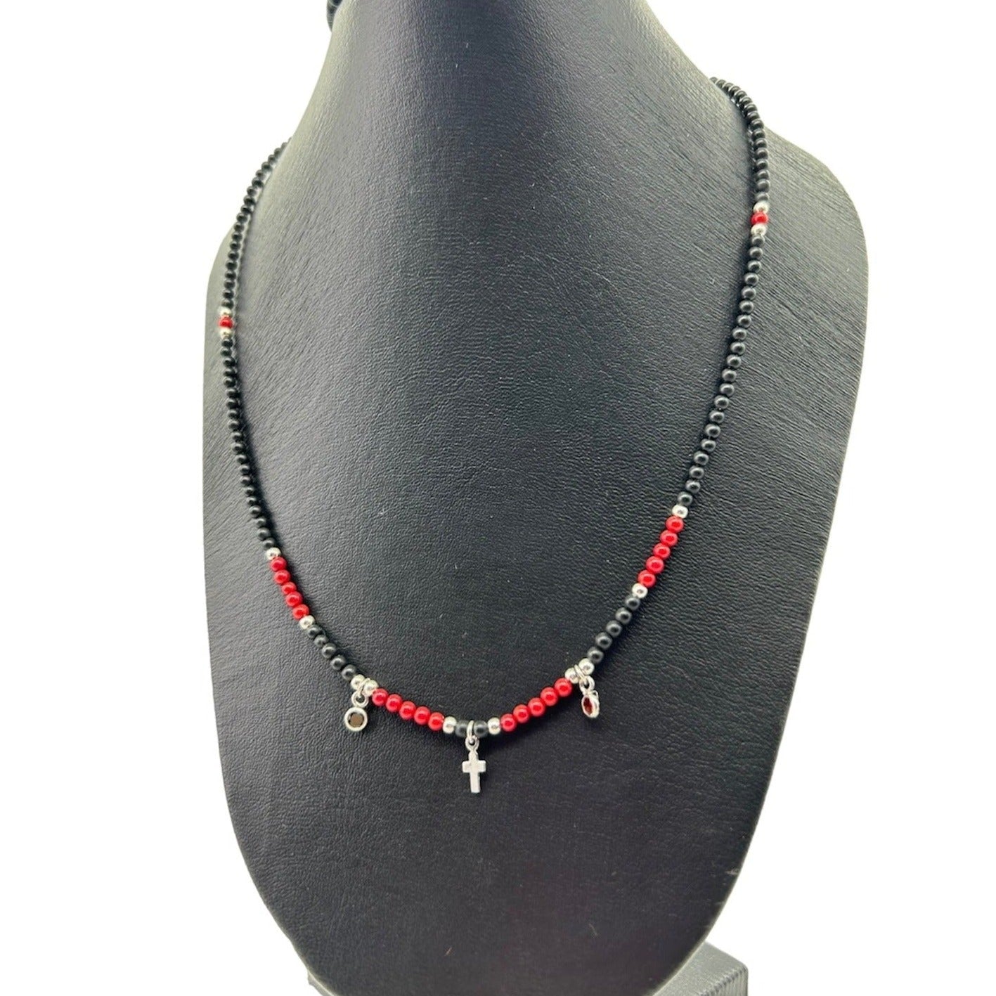collar agata y coralina glowa plata mujer 