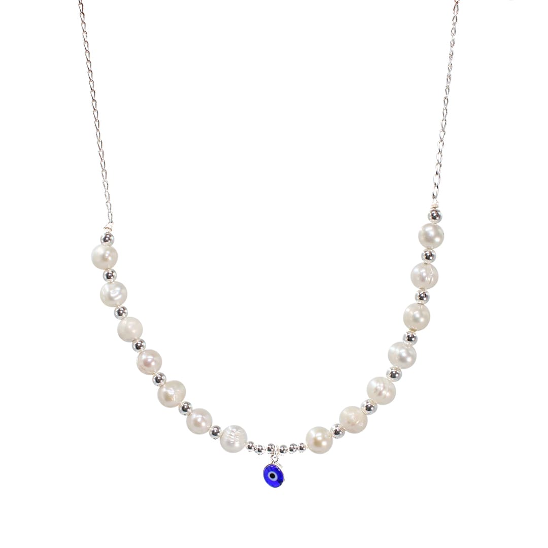 collar perla mujer plata ojo turco glowa mujer casual amuleto esterlina joya