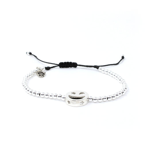 Pulsera Emoji fiesta  de plata .925 unisex- Glowa ajustable esterlina .925
