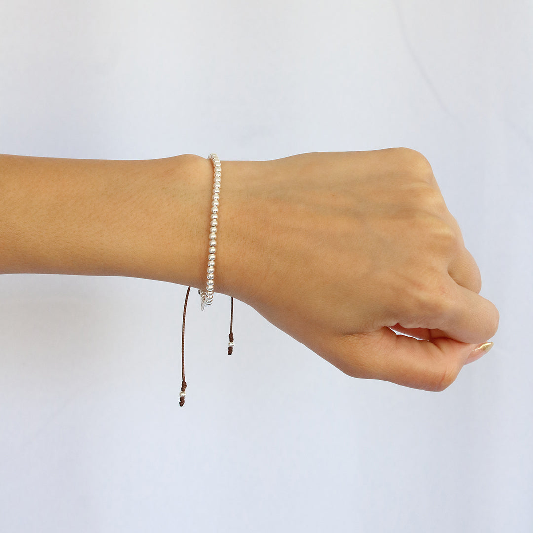 Pulsera línea de plata - Glowa ajustable esterlina .925 hombre mujer unisex casual