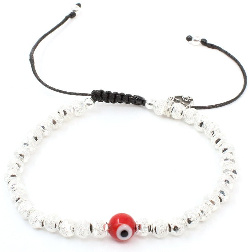 Pulsera Mini Ojo Turco rojo - Glowa ajustable unisex hombre mujer amuleto esterlina .925