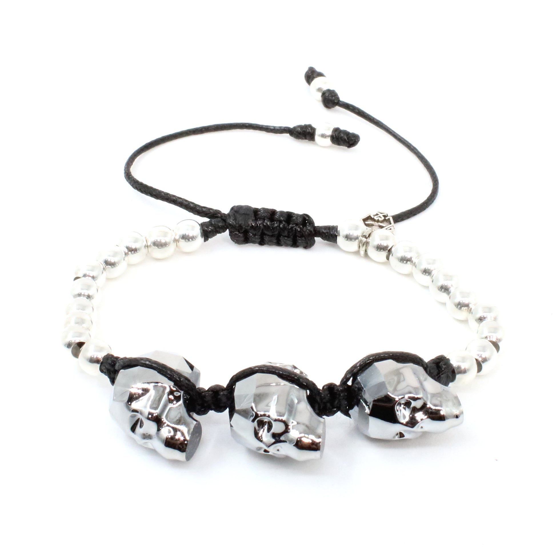 Pulsera Graz Triple Plata Gris .925 para hombre casual elegante calaca - Glowa esterlina hombre