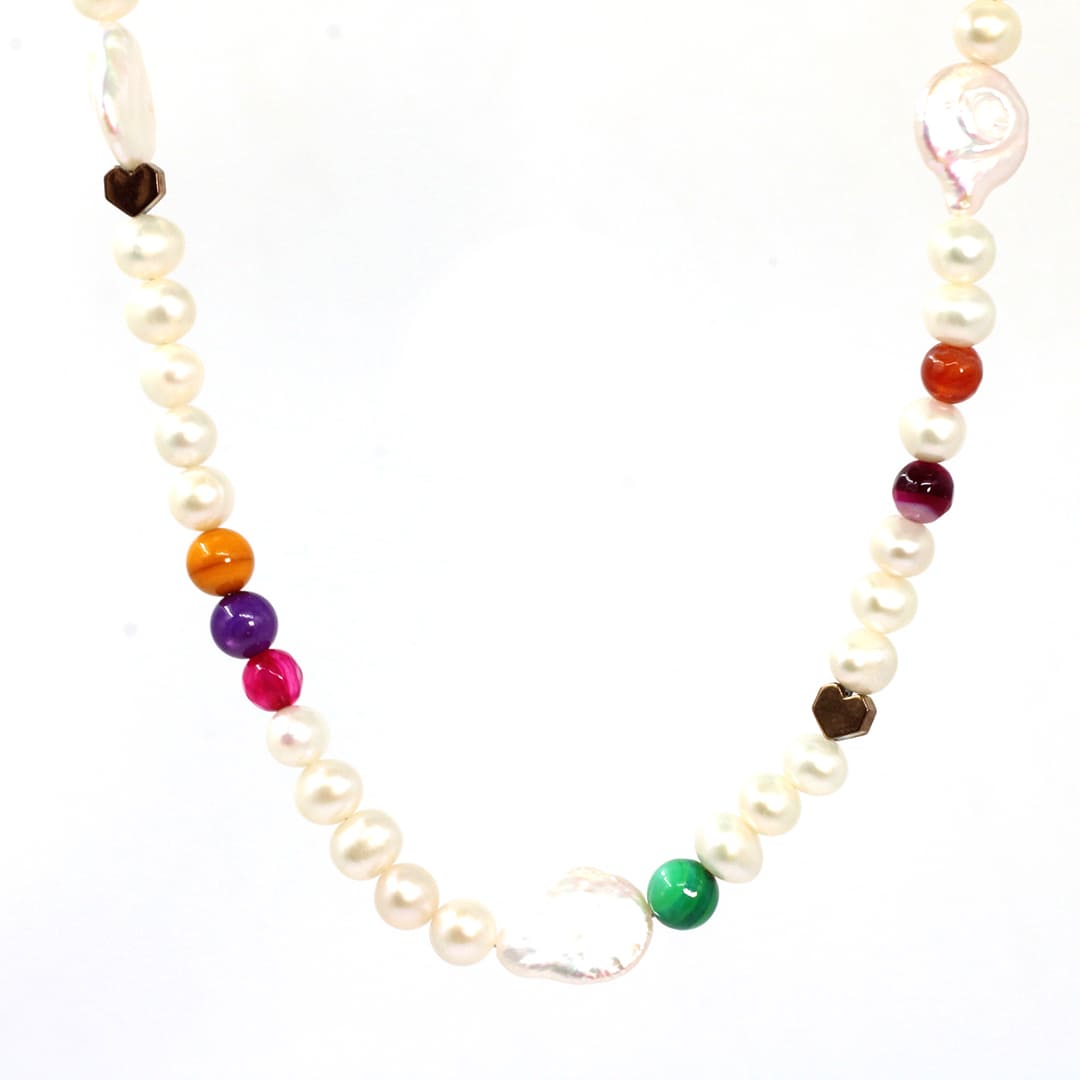 collar perla mujer plata glowa  ágata acerina casual esterlina 