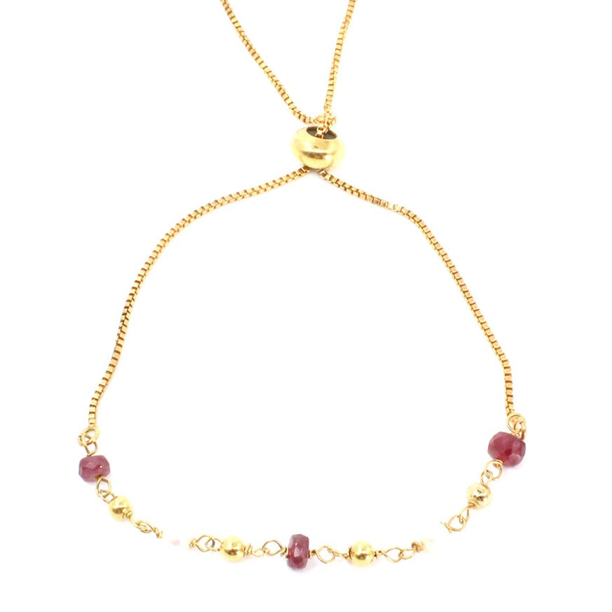 Pulsera de rubí y perla - Glowa ajustada mujer joya