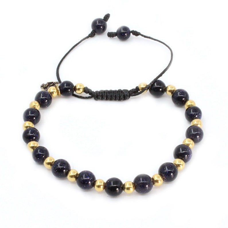 Pulsera Aventurina Azul y baño  de oro para mujer hombre unisex ajustable elegante casual Glowa